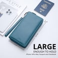 thumbnail image 3 of Cartera Bveyzi de piel con bloqueo RFID para mujer, color azul lago, 3 of 8