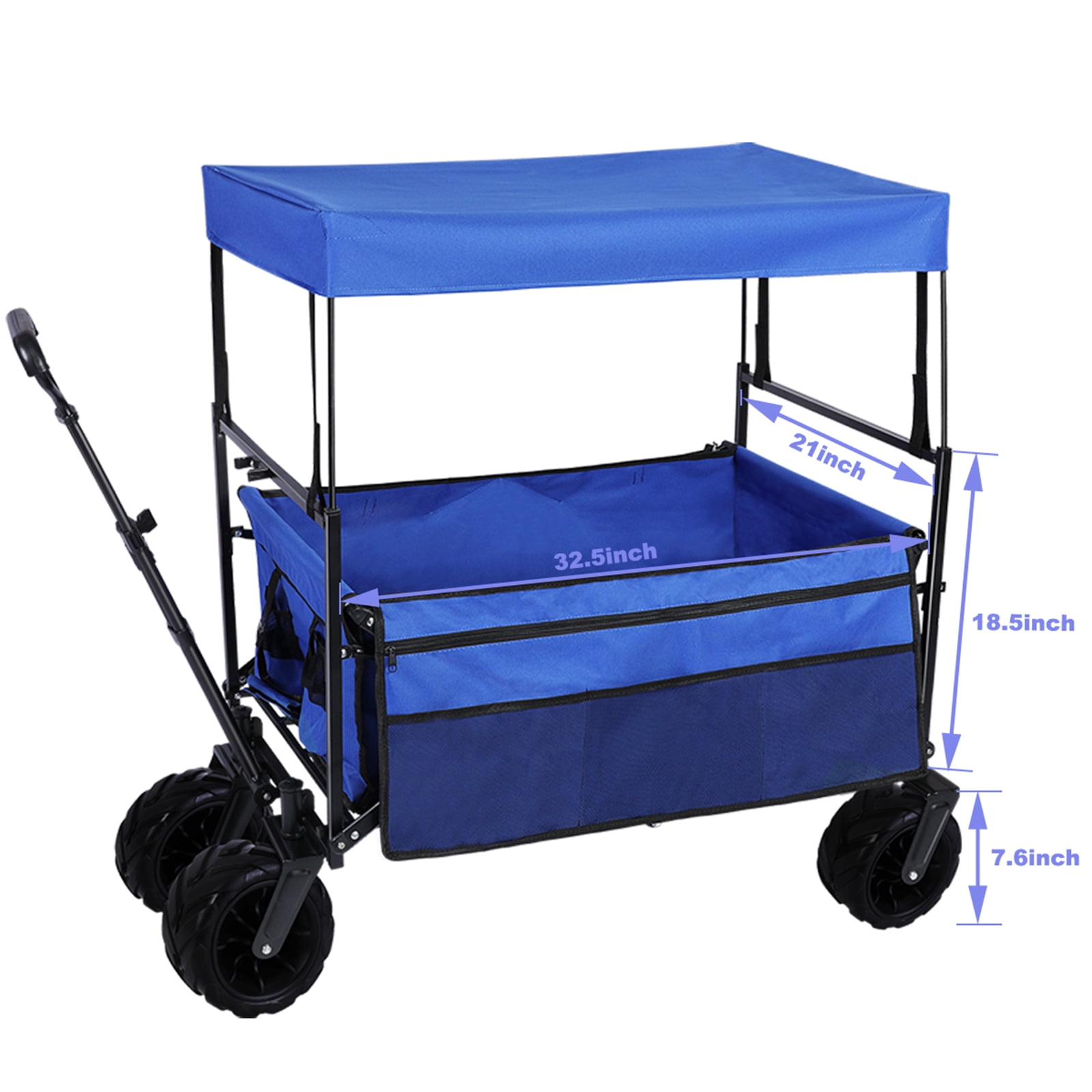 330Lbs Heavy Duty Collapsible Folding Wagon Cart Steel Frame Outdoor