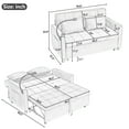 thumbnail image 3 of 3-in-1 Convertible Sofa Bed, 57" Pull Out Sleeper Sofa with Charging Station & Phone Holder and Adjustable Backrest, Chenille Loveseat Sofa with Side Pocket, Blue, 3 of 7