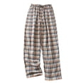thumbnail image 4 of BRGZLK Pants Women Rawstring Pants Cotton Wide Leg Y2K Plaid Pajamas Pants Elastic High Waist Checkered Lounge Pj Pants Going Out Trousers, 4 of 4