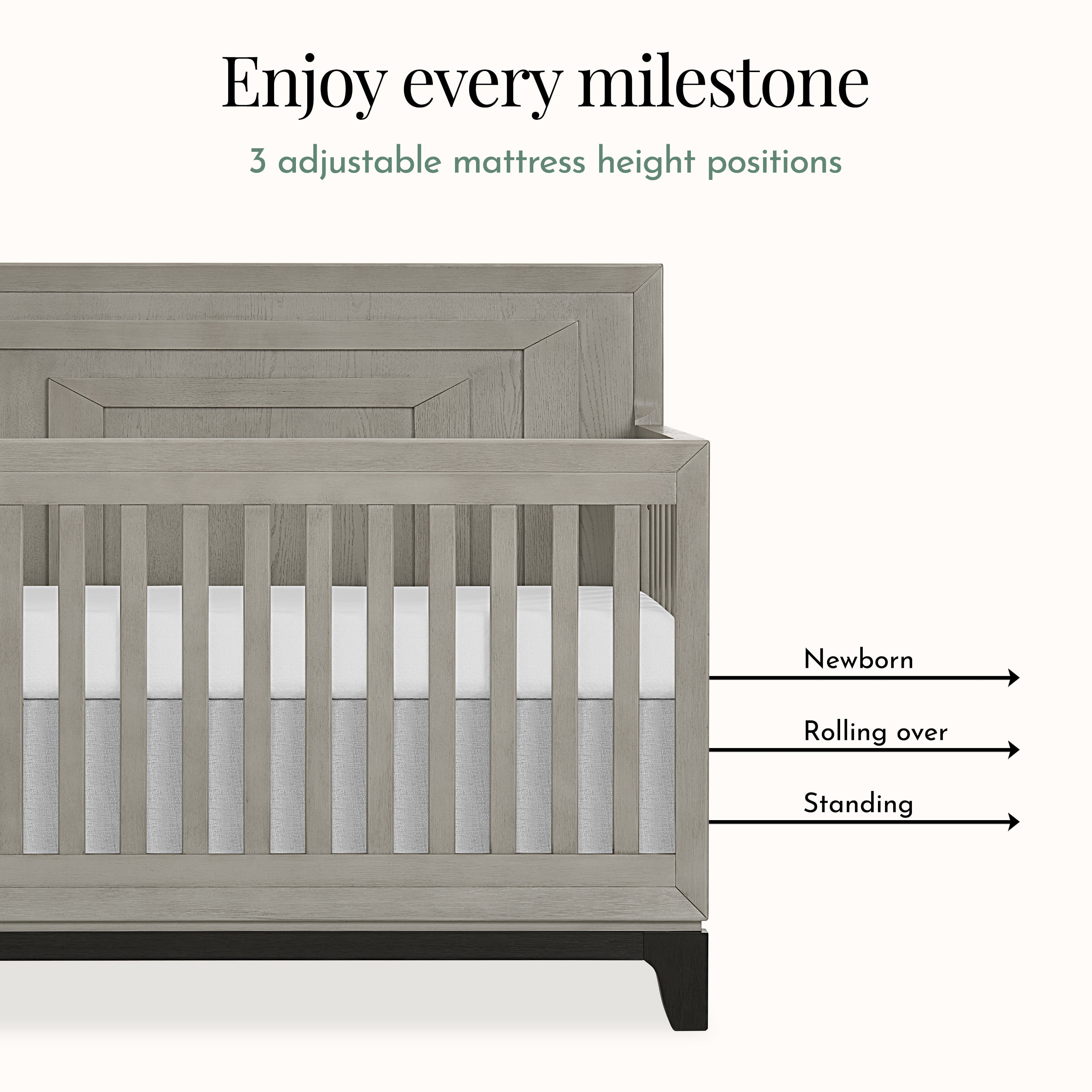 Evolur Remy Convertible Crib, Light Ash