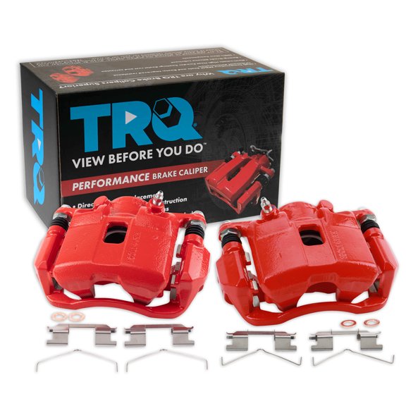 TRQ Front Performance Brake Caliper Set Red Compatible with 2013-2014 Acura ILX 2012-2015 Honda Civic 2009-2020 Fit