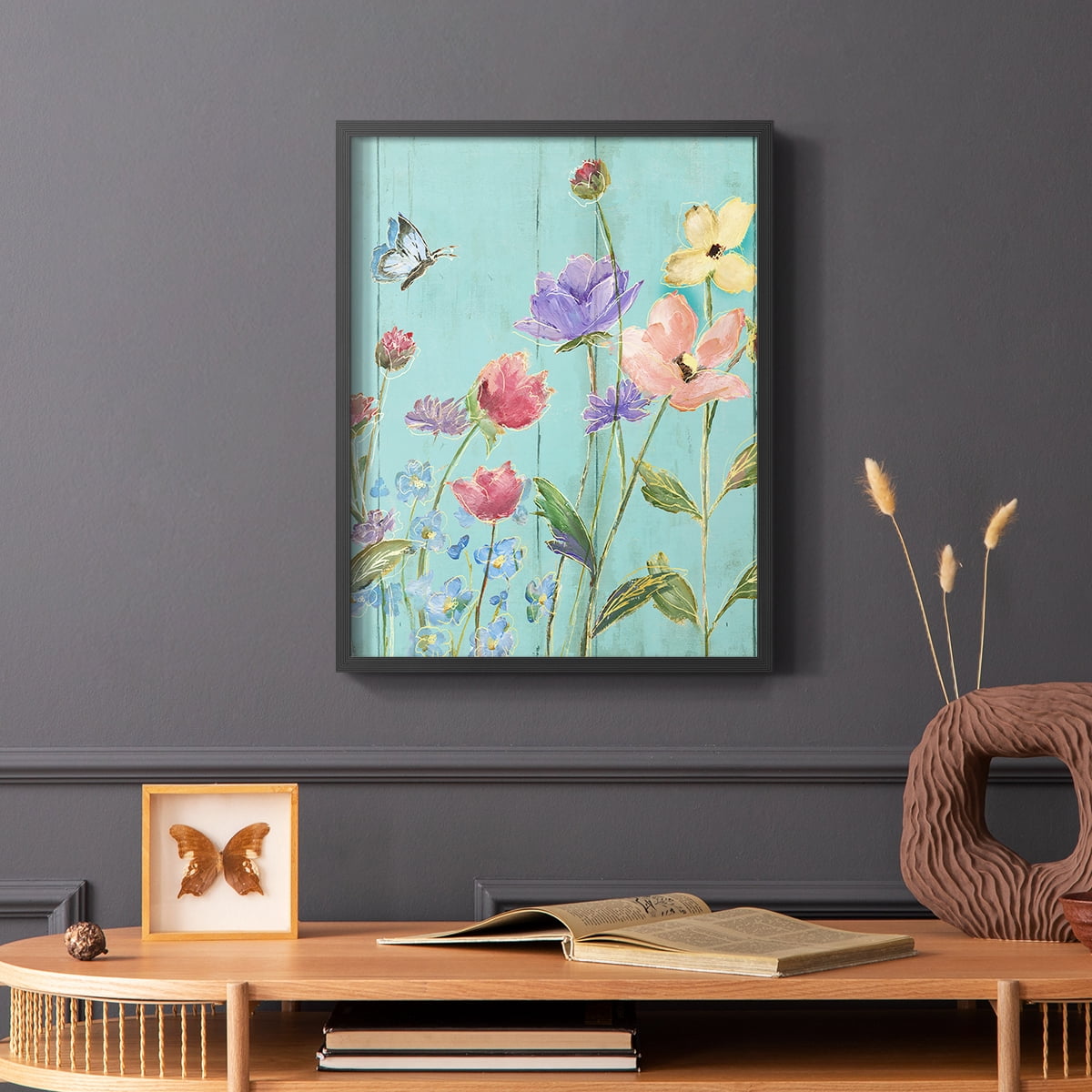 Wildflower Flutter III Framed Print - Solid Wood in Single Picture Frame Solid Wood 2 Framed Print