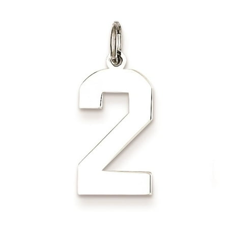 Medium Polished Number 2 Charm Pendant 925 Sterling Silver