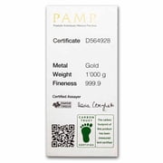 1 kilo Gold Bar - PAMP Suisse (Cast w/ Assay)