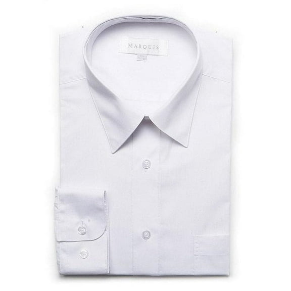 Marquis Mens Classic Fit Solid White Cotton Blend Dress Shirt