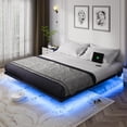 thumbnail image 1 of Somier flotante OLEVS de metal tamaño king con luz LED y cargador, 1 of 7