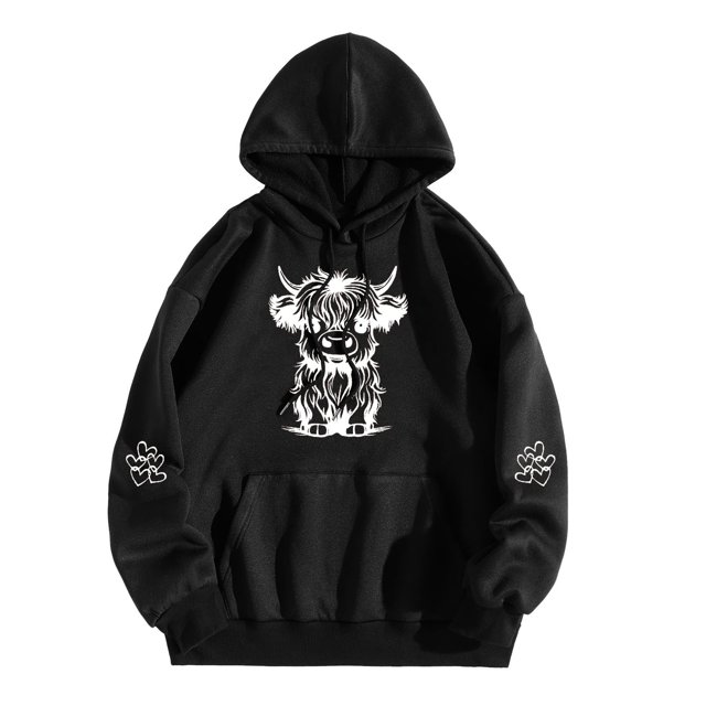 WEAIXIMIUNG Sweat à Capuche Zippé pour Femmes Mignon Manches Longues Adulte Imprimé Graphique Vache Pull Chandails en Molleton à Cordon