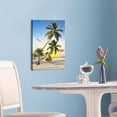thumbnail image 2 of Beach Seaside Canvas Wall Art: Coastal Coconut Trees Painting Ocean Swing Hanging on Palm Tree Picture Seascape Sunset Artwork Decor for Living Room Bathroom 16" x 11", 2 of 6