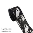 thumbnail image 3 of huayou Halloween Wired Edge Ribbon 180x2.43 Inch Black Base White Ghost Print Fabric Ribbon for Wreath Gift Wrapping Spooky Party Decor, 3 of 6