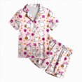 thumbnail image 4 of Futezty Toddler Halloween Pajamas Kids Pumpkin Ghost Print Satin Pajama Set Short Sleeve Button Down Sleepwear with Shorts Set Little Girl Clothes 3T-13T, 4 of 5