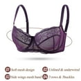 thumbnail image 5 of YANDW Plus Size Unlined Balconette Bra Lace Demi Bralettes Underwire Bras for Women, Purple 36C, 5 of 7