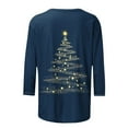 thumbnail image 5 of Amidoa 3/4 Sleeve Women's Tops Casual Christmas Boat Neck Blue Blouses Graphic Soft Outfits Womens Tshirt S, 5 of 5