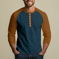 thumbnail image 4 of Resicozy 2025 Henley Shirts for Men Raglan 3/4 Sleeve Vintage Baseball T-Shirts Fall Casual Loose Fit Sport Athletic Tee Tops Ginger S, 4 of 9