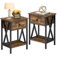 thumbnail image 6 of VECELO Nightstands Set of 2, Industrial End Table with 1-Drawer & Storage Shelf, Small Bedside Table Organizer for Small Space, Side Table for Bedroom Living Room, Antique Brown, 6 of 9