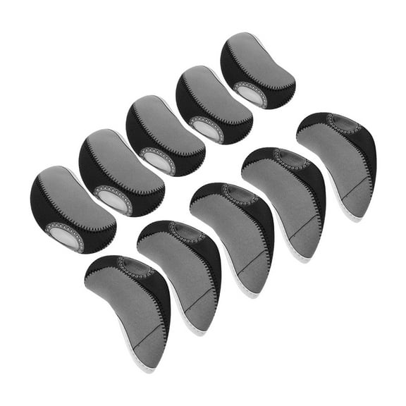 10 Pcs Golf Iron Club Head Covers Clubs Protection Headcover Set (Grey Black)