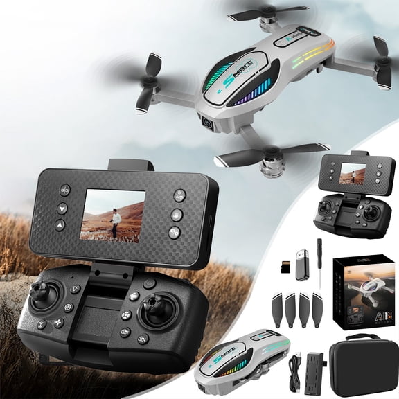 Drone for Kids 10-14, 1080P Drone with Foldable Remote Control with 4.3inch Screen Brushless Motor Drones 2.4G RC Quadcopter Gifts for Kids Adults, Gray