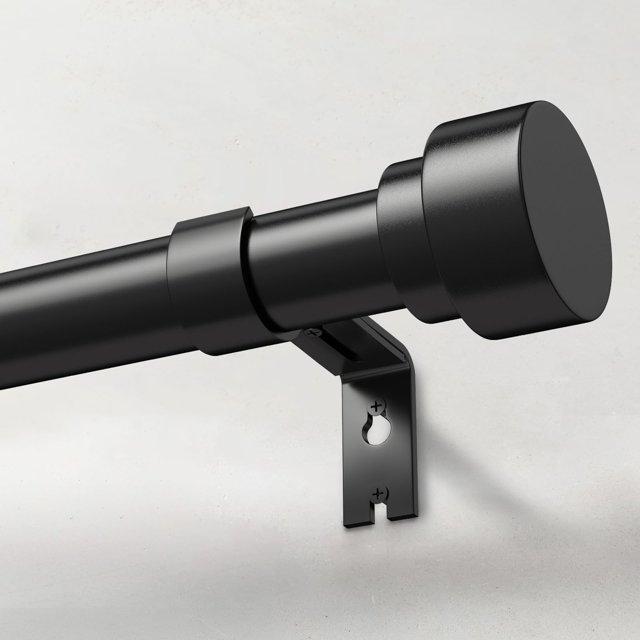 Barra de cortina IFELS, resistente, de 71 a 122 cm, ajustable, de metal negro