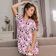 thumbnail image 3 of Easygdp Funny Panda Draws A Heart Camisón de manga corta para mujer, informal, estampado, 3 of 6