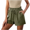 thumbnail image 2 of Mifsaly Summer Shorts for Women 2026 Paperbag Elastic Waist Drawstring Casual Shorts with Pockets Lightweight Relaxed Fit Flattering Lounge Bottoms Army Green,XXL, 2 of 8