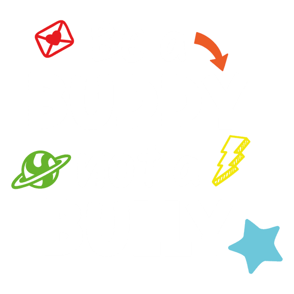 White Ink Lettering Art School Cubicles & Bedroom Doors Vinyl Decoration Multicolored Art Design 22" x 28" Inspirational Quotes Home Wall Decal - Be A Buddy Not A Bully