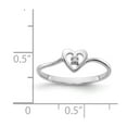 thumbnail image 3 of Solid 14k White Gold Diamond heart Ring Band Size 6.5, 3 of 4