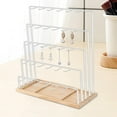thumbnail image 6 of Milageto 5 Tiers Earring Display Stand Holder Jewelry Hanger Rack Easy Assemble Tabletop with Hooks for Home Ear Studs Keychains Rings White, 6 of 8