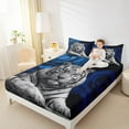 thumbnail image 4 of Manfei Wild Tiger Pattern Full Size Sheets,Rustic Farmhouse Cabin Bed Sheets,Blue Gray Sheet Sets For Boys Kids,Super Cozy Room Decor,4 Pieces, 4 of 7