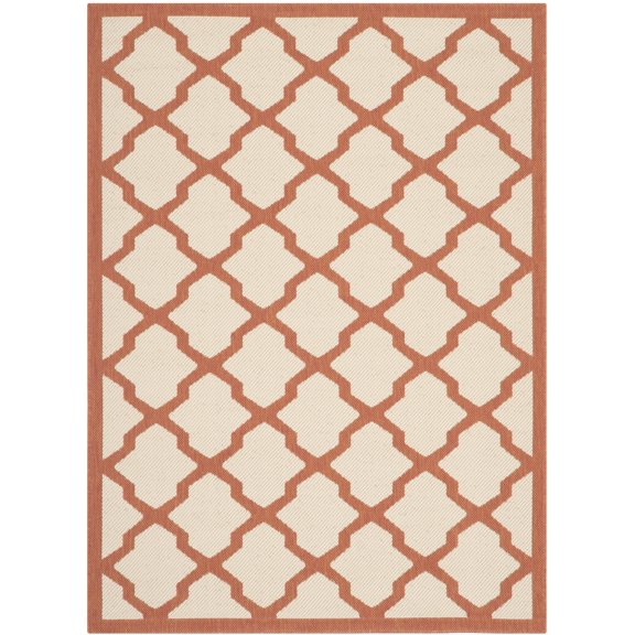 Safavieh Courtyard Amber Geometric Indoor/Outdoor Area Rug, Beige/Terracotta, 4' x 5'7"
