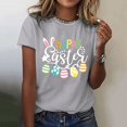 thumbnail image 5 of Pxiakgy Liquidation! T-Shirts de Pâques pour Femmes T-Shirt Lapin Heureux Col Rond Tee-Shirt Graphique Œuf de Pâques Hauts Graphiques de Vacances Mode Col Rond Imprimé de Pâques Manches Courtes T-Shirt Gris TG, 5 of 5
