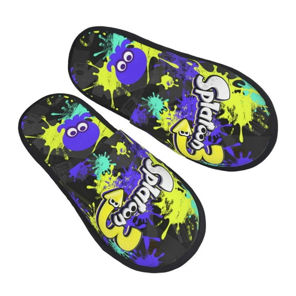 Splatoon 3 Furry Slippers For Men Women Fuzzy House Slippers Winter Anti-Slip Indoor And Outdoor Slip On Shoes Large