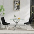 thumbnail image 3 of Round Dining Table for 2-4 People, 36" Modern Glass Kitchen Table,Small Dining Table Coffee Table, Clear Tempered Glass Tabletop with Silver Metal Legs for Home, Conference, Office & Restaurant, 3 of 14