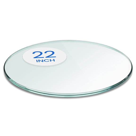 Dulles Glass 22" Round Table Top 3/8" Thick, Pencil Polished Tempered Glass for Indoor Dining or Outdoor Patio, 13 Pounds