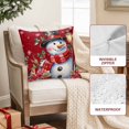 thumbnail image 2 of Outdoor Waterproof Pillow Covers Cute Snowman Retro Red Poinsettia Throw Cushion Case，Winter Snowflake Bird Pillowcase for Bed,Sofa,Couch, Patio Furniture, 18x18 in, 2Pack Decorative Pillows, 2 of 9