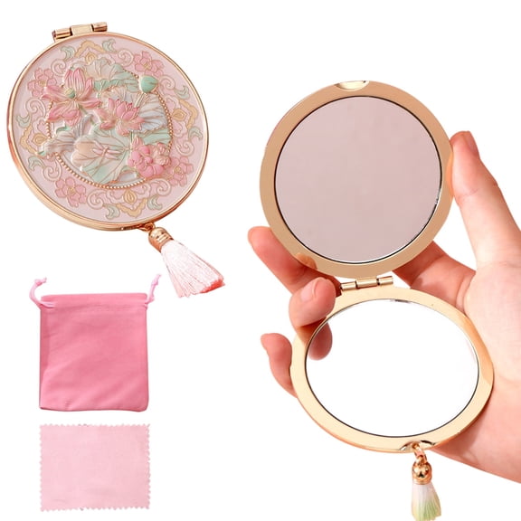 DUAIU Chinese Style Handheld Vanity Mirror - Exquisite Oriental Charm Design, Perfect Pink Gift for Women