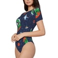 thumbnail image 2 of Naloa Dinosaur Astronaut Space Surfing Women's Short-Sleeved Onesie, One-Piece Swimsuit for Parties, dates, clubs - XX-Large, 2 of 9