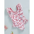 thumbnail image 3 of Seyurigaoka Baby Girl Summer Swimsuits Heart Balloon Print Ruffles Flying Sleeve Swimwear Beachwear Bathing Suits, 3 of 8