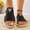 Black, variant on Women Leopard Head Decor Espadrille Slide Sandals Open Toe Summer Flat Shoes White 6.5