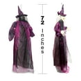 thumbnail image 3 of 71in Life-Size Hanging Witch Halloween Decoration with Motion-Activated Voice, Red LED Eyes, Scary Animated Prop for Indoor & Outdoor Yard, Haunted House, Party, 3 of 8