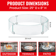 thumbnail image 4 of AMS Fireplace 25" Round Fire Pit Glass Wind Guard | Clear Tempered Glass Flame Protective Pane. Wind Resistant with Aluminum Corner Bracket and Rubber Feet, 4 of 14