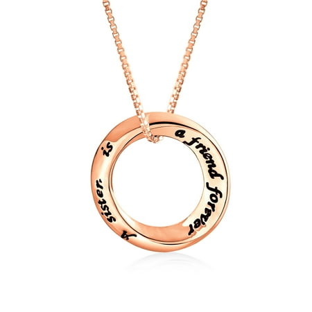 Real Red Rose Pendant - WORD Inspirational Quote Circle Sisters Friends BFF Pendant Necklace For Women Teen Rose Gold 925 Sterling Silver