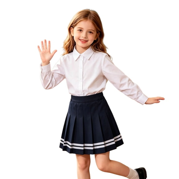 AJGRHE Girls Short High Waist Pleated Skater Tennis Skirt Casual School Style Girls Skirt for Kids Lightweight Pleated Design Suitable Everyday Wear Play Outdoor Campus Navy 150