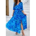 thumbnail image 3 of Women's Printed Tied Half Sleeve Dress with Front Slit in Lightweight Comfort 100% Polyester Fabric All Day Wear, 3 of 17
