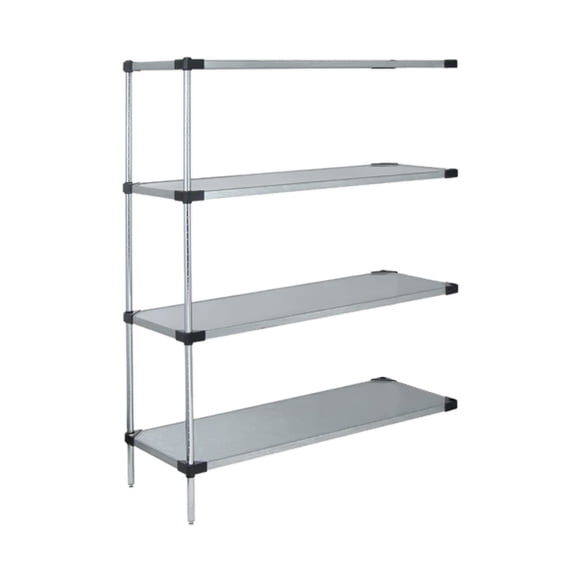 Quantum Storage Systems Solid Shelving 4-Shelf Add-On Unit - 14" X 36" X 74" - Galvanized Steel