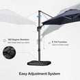 thumbnail image 4 of PURPLE LEAF 10 Feet Patio Umbrella With Base Outdoor Cantilever Round Aluminum Offset With 360-Degree Rotation for Deck Garden Pool Navy Blue, 4 of 8