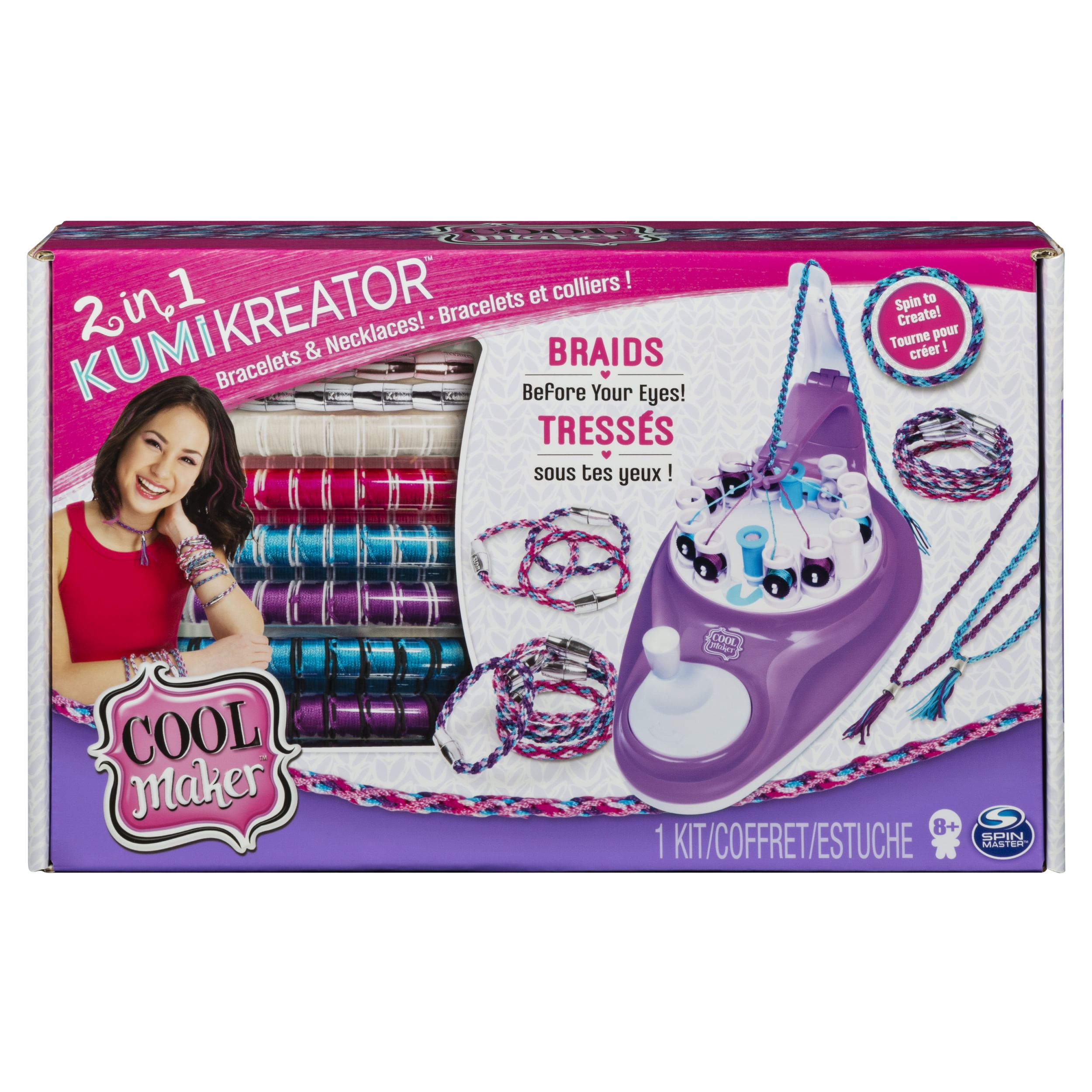 Cool Maker, 2-in-1 KumiKreator, Necklace and Friendship Bracelet Maker Activity Kit, for Ages 8 and Up