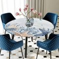 thumbnail image 5 of Elastic Fitted Round Tablecloth, Blue Starfish Coastal Waterproof Stretch Table Cover for 55"-60" Tables, Eucalyptus Summer Nautical Shell Washable Outdoor Tablecloths for Patio, Picnic, Camping, 5 of 9