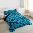 thumbnail image 3 of Feelyou Pixelated Blocks Miners Full Size Comforter Sets, Blue Abstract Bedding Sets, 3pcs, 3 of 8