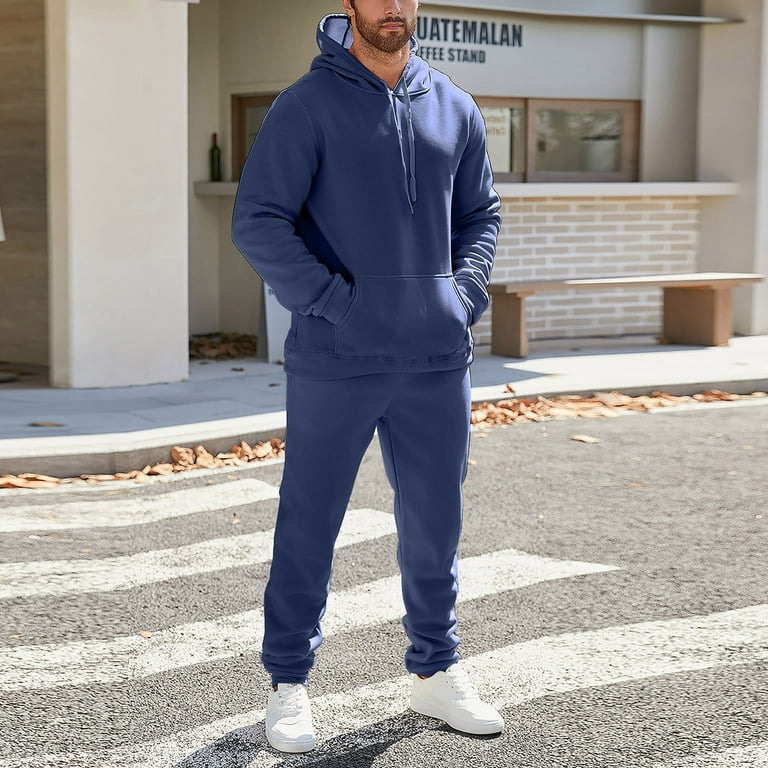 Fgnfyis Men Autumn and Winter Set Leisure Solid Color Zipper