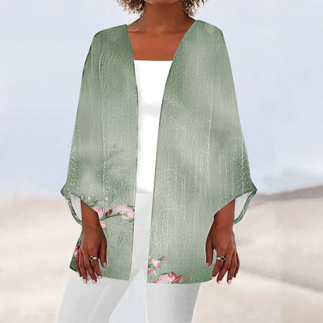Fall Cameland Cardigan de Mode pour Femmes Mode Décontractée Confortable Imprimé Manches 1/2 Blouse T-Shirt Haut Cardigan